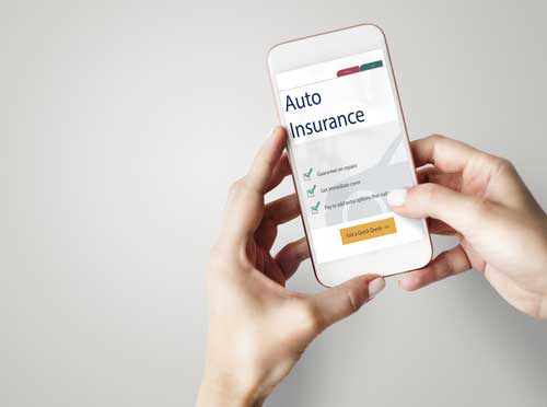 searching for auto insurance quotes on mobile device